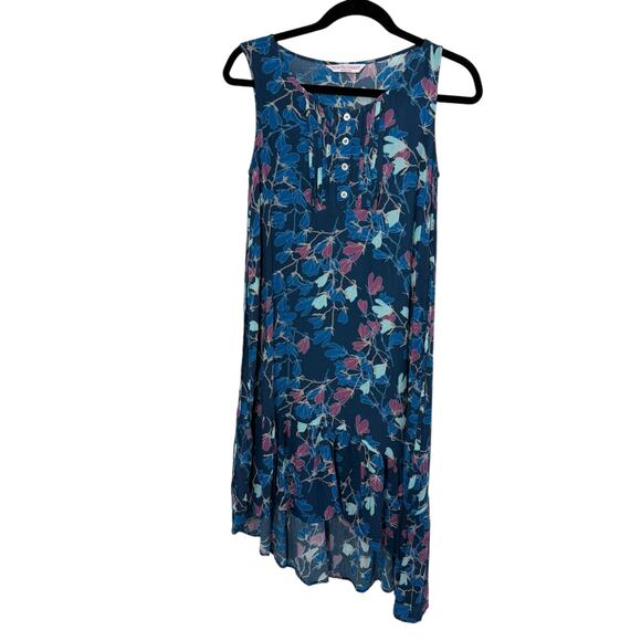 Teat & Cosset Nursing Friendly Dress Women XS Blue Floral Ruffle Made in Italy - Picture 1 of 10